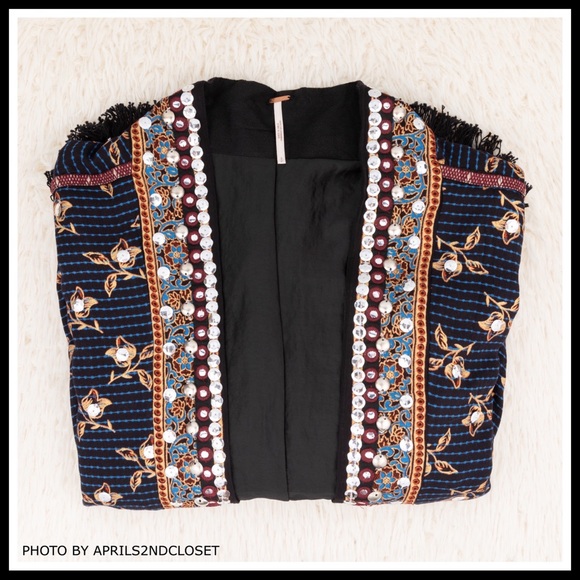FREE PEOPLE BOHO KIMONO CARDI WRAP CAPE JACKET A2C - Picture 10 of 16